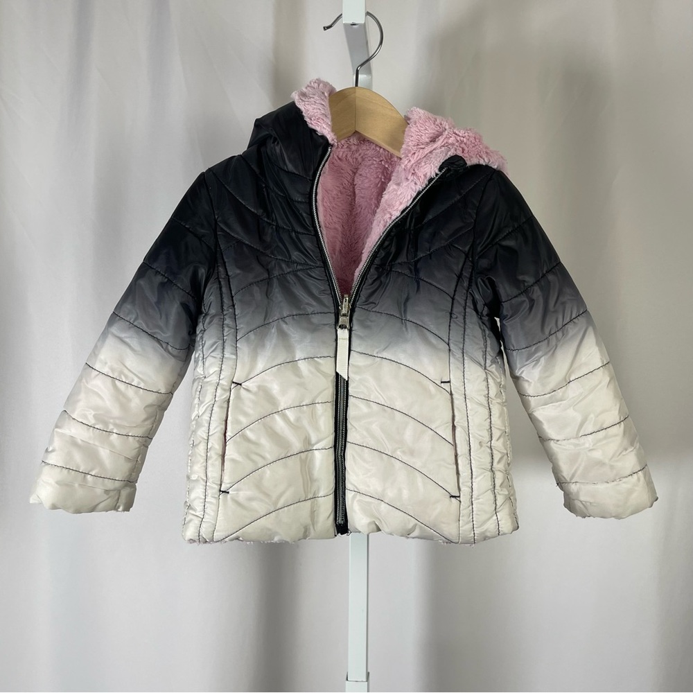Pistachio 3at Gradient Puffer Jacket Faux Fur Warm Winter Snow Ski Hooded Warm